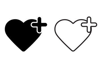 Heart icon with cross simple design