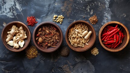 Obraz na płótnie Canvas Traditional Chinese Medicine Herbal Ingredients