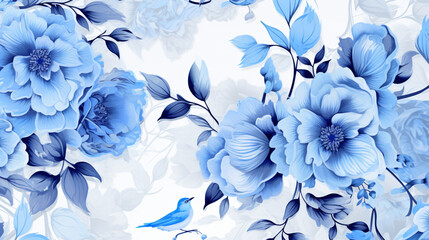 Fototapeta na wymiar Leaves and blue flowers