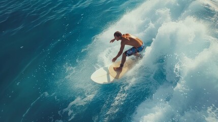 Professional surfer surfing on big ocean waves