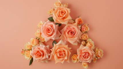 delicate roses in various shades of pink and peach, arranged gracefully against a soft