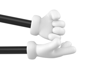 White and black cartoon help gesture asl. Hand gesture,palm and fist isolated. Non-verbal communication. Language gestures concept. 3d rendering.
