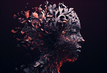 Generative AI abstract render of a mental disorder - obrazy, fototapety, plakaty