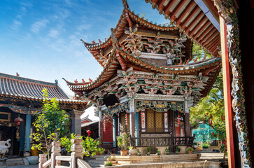 The historical architecture of Guandu Ancient Town, Kunming, China. - obrazy, fototapety, plakaty