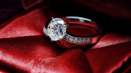 Beautiful white gold or silver engagement ring with large stone