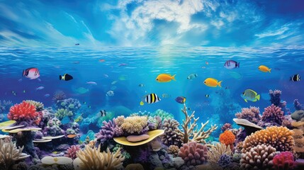 Naklejka na ściany i meble ocean tropical coral reef