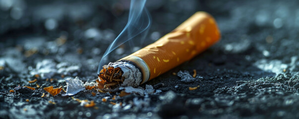 Smoking Cigarette Emitting Smoke