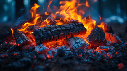 Obraz na płótnie Canvas Inviting Campfire Flames in the Wild