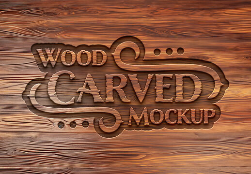 Engraved Wood Text Effect Mockup. Generative Ai