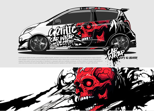 car livery design vector. abstract race style background with Zombie concept for vehicle vinyl sticker wrap