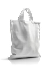 blank white fabric canvas bag isolated on white background