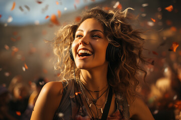 Smiling teenager at a music festival