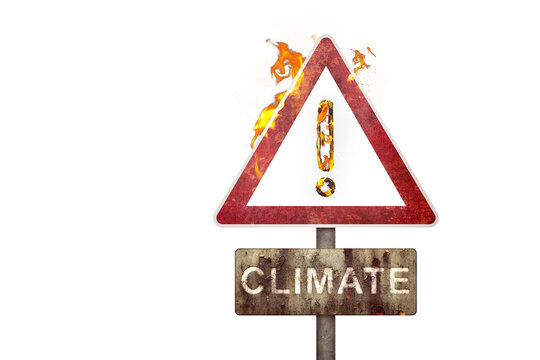 Burning Climate Warning Sign