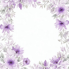 Purple flora vintage frame watercolor for wedding, birthday, card, background, invitation, wallpaper, sticker, decoration