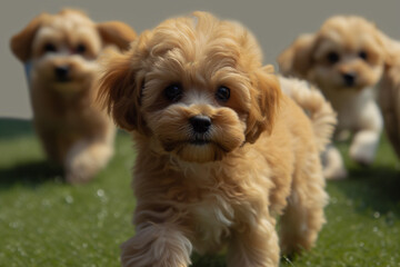 Cute puppy maltipoo in park