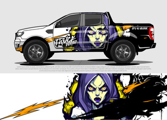 car livery design vector. abstract race style background with Zombie concept for vehicle vinyl sticker wrap