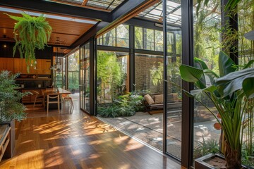 Modern Home with Nature Integrated - Lots of Green Plants, Biophilic Environment 