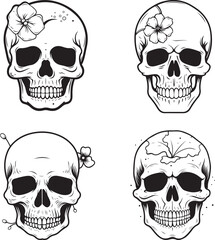 Fototapeta premium hand drawn sugar skull set vector illustration