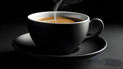 Obraz na płótnie Canvas An image of a cup of warm coffee on a black background. Generative ai.
