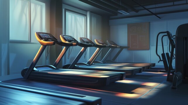 Treadmills in the empty gym