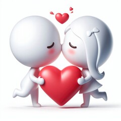3d person with heart kissing, valentines day concept