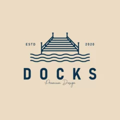 Foto op Plexiglas docks line art logo minimalist, icon vector pier simple logo illustration design © CAH_YOU