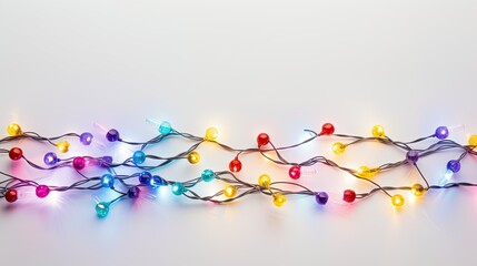 decorati holiday lights on white background
