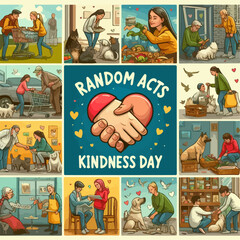 Obraz na płótnie Canvas Random Acts of Kindness Day typography , Random Acts of Kindness Day lettering , Random Acts of Kindness Day inscription , Random Acts of Kindness Day calligraphy , Random Acts of Kindness Day