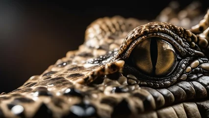 Fototapeten Close up of Nile crocodile Crocodylus niloticus eye in sunshine © mit