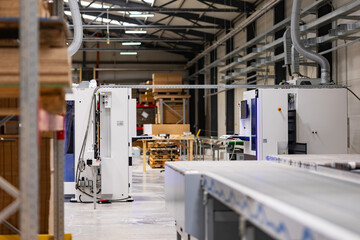 Industrial automation and robotics in modern industrial factory. Modern technology in company.