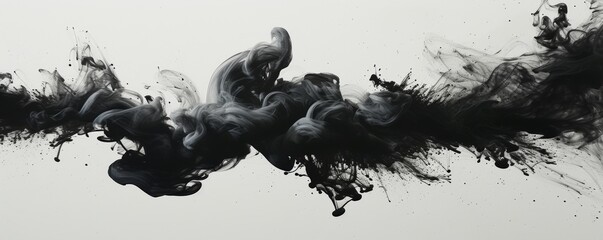 Dynamic Black Ink Swirl in Water - obrazy, fototapety, plakaty