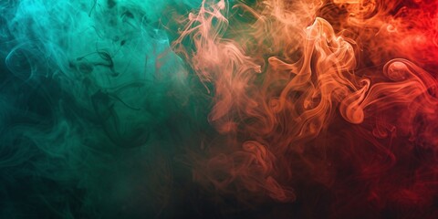 Vibrant multi-colored smoke on dark backdrop. - obrazy, fototapety, plakaty