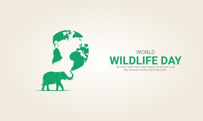 World wildlife day, Wild animals in world shape wildlife day design for poster, banner. 3D Illustration