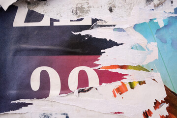 Fototapeta premium Torn street poster background, artistic messy ripped paper collage