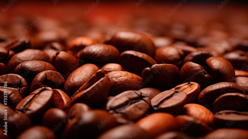 Wall mural a close up of a pile of coffee beans on the ground, ai