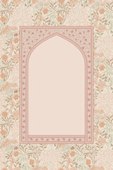 Traditional Mughal and Persian style decorative arch seamless pattern frame for invitation