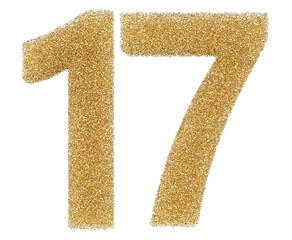 17 number gold glitter 