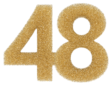 48 number gold glitter 