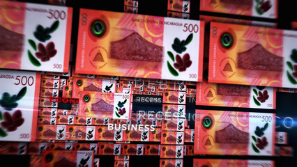Nicaragua cordoba growing pile of money concept 3d illustration