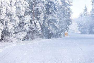 Bansko, Bulgaria, winter snowy ski road