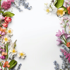 Obraz na płótnie Canvas A white blank paper border cover with flowers