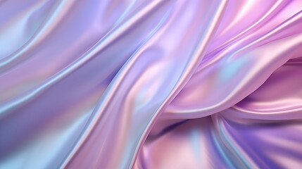 Holograficzna tapeta opalowa - miękki lejący materiał, tkanina. Różowe, fioletowe i niebieskie odcienie tła o nieregularnych falach. - obrazy, fototapety, plakaty