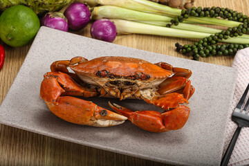 Delicous luxury steamed red crab