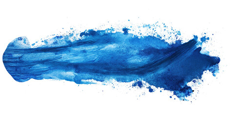 A close-up photo of a blue ink smudge contrasting against a pristine white background.