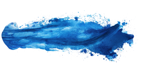 A close-up photo of a blue ink smudge contrasting against a pristine white background.