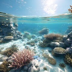 Naklejka na ściany i meble coral reef in the ,, Underwater paradise HD Wallpaper Stock Image 