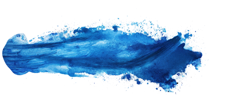 A close-up photo of a blue ink smudge contrasting against a pristine white background.