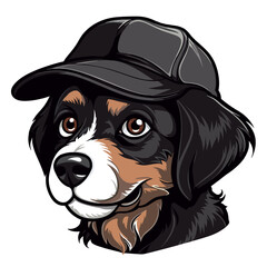 Portrait of a Dog in a cap. Vector illustration