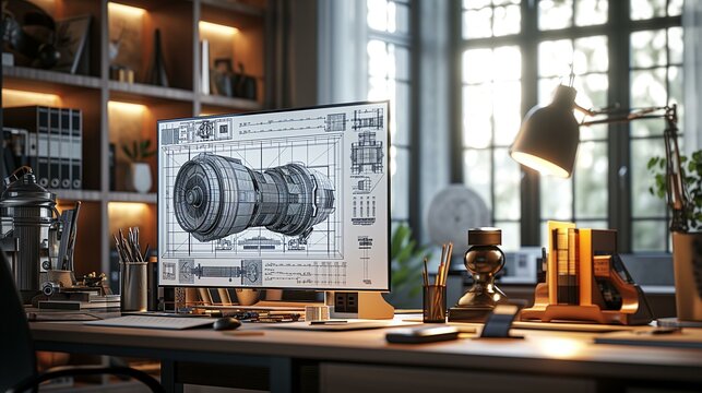 Engineering Design of Camera Lens with CAD Software on Desktop