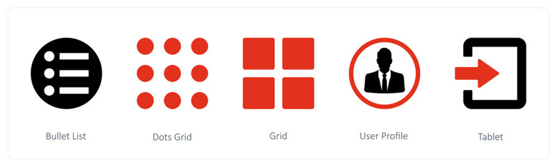 bullet list, dots grid